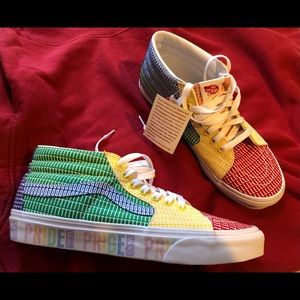 Vans Off the Wall high tops. Pride colors.